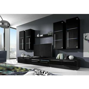 LOBO nappali fal, fenti szekrények: fekete, lenti szekrények: fekete kép
