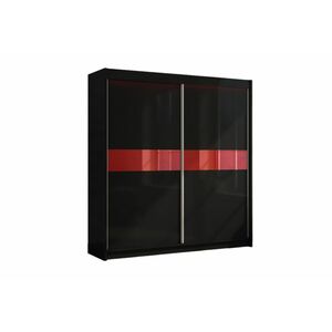 ALEXA tolóajtós ruhásszekrény, fekete/piros üveg, 200x216x61 kép