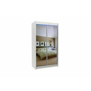 ROBERTA tolóajtós ruhásszekrény tükörrel + Halk zárorendszer, fehér, 120x216x61 kép