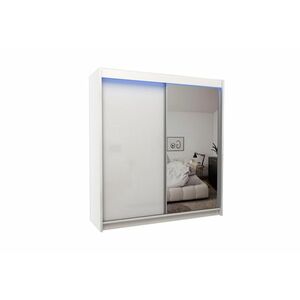 TARRA tolóajtós ruhásszekrény tükörrel + Halk zárorendszer, fehér, 200x216x61 kép