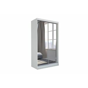 ROBERTA tolóajtós ruhásszekrény tükörrel + Halk zárorendszer, fehér, 150x216x61 kép