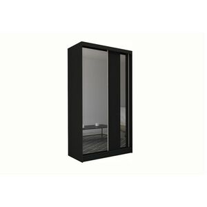 GAJA tolóajtós ruhásszekrény tükörrel, fekete + Halk zárórendszer, 150x216x61 kép