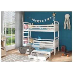 SALDO gyermek emeletes ágy nyomtatással + 3x matrac, 90x200/90x190, fehér kép