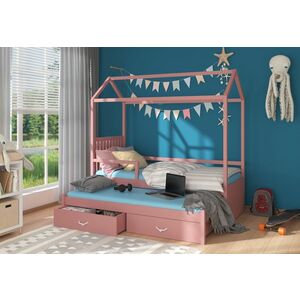 MELICHAR Domek gyerekágy leesésgátlóval + matrac, 80x180/80x170, rózsaszín kép