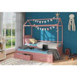 MELICHAR Domek gyerekágy + matrac, 90x200/90x190, rózsaszín kép