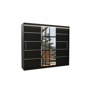 RIMBA tolóajtós ruhásszekrény tükörrel, 250x215x58, čierna kép