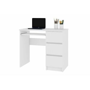 KORDA A-6 íróasztal, 90x77x50, fehér, jobbos kép