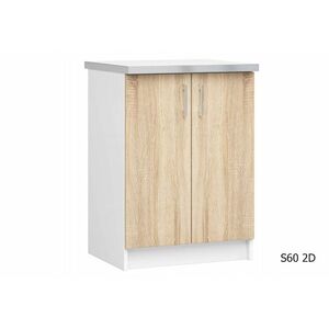 SALTO S60 2D alsó konyhaszekrény munkalappal, 60x85, 5x46, sonoma/fehér kép