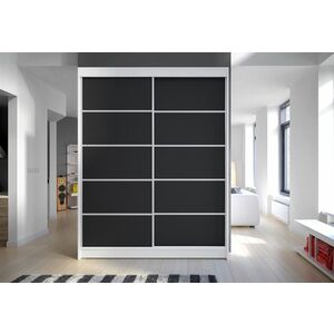 LAMINO IV ruhásszekrény, 150x200x58, fehér/fekete kép