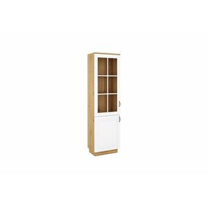 FLAVELA 2D vitrines szekrény, 60x210x37, fehér/tölgy artisan kép