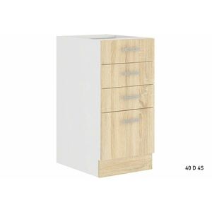 AVRIL 40D 4S alsó konyhaszekrény munkalappal, 40x85x60, fehér/sonoma kép