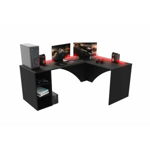 CARAMBOL sarok számítógépasztal + LED, 185x74x135, fekete, jobb kép