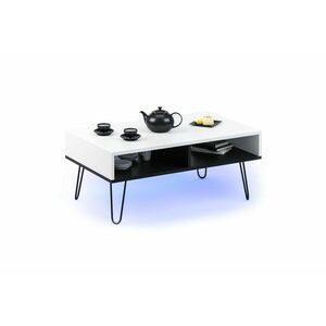 ATOS dohányzóasztal, 100x45x60, fehér/fekete + LED kép