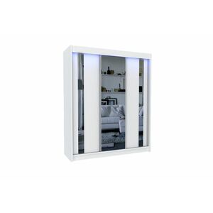 GAJA tolóajtós ruhásszekrény tükörrel, fehér + Halk zárórendszer, 180x216x61 kép