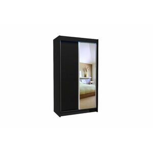 TARRA tolóajtós ruhásszekrény tükörrel + Halk zárorendszer, fekete, 120x216x61 kép