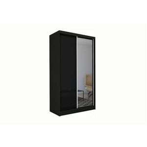 TARRA tolóajtós ruhásszekrény tükörrel + Halk zárorendszer, fekete, 150x216x61 kép