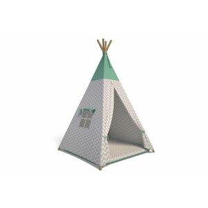 TEEPEE sátor gyermek, 105x140x105, zöld/hullámok kép