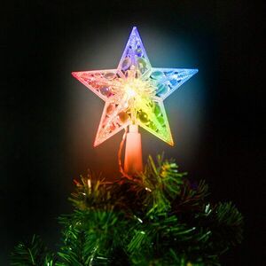 Karácsonyi LED-es csillag csúcsdísz - 10 LED - 15 cm - RGB - 2 x AA kép