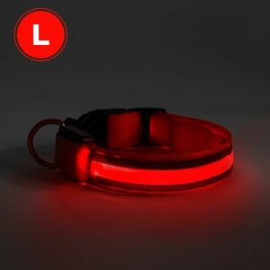 LED-es nyakörv - akkumulátoros - L méret - piros kép