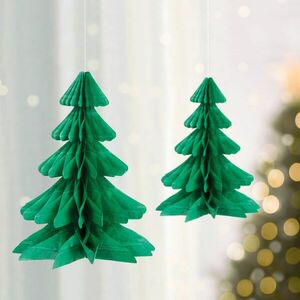 Karácsonyi dekoráció - 3D, papír - fenyőfa lampion kép
