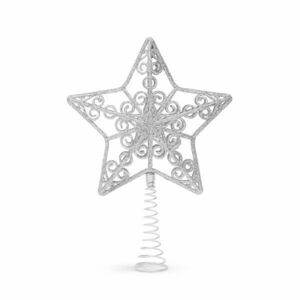 Karácsonyfa csúcsdísz - csillag alakú - 20 x 15 cm - ezüst kép