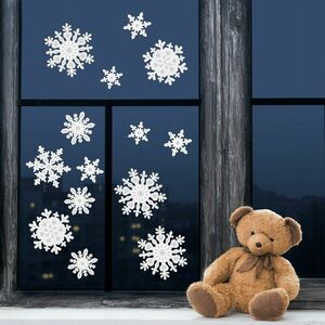 Karácsonyi ablakdekor szett jégkristály - papír, fehér kép