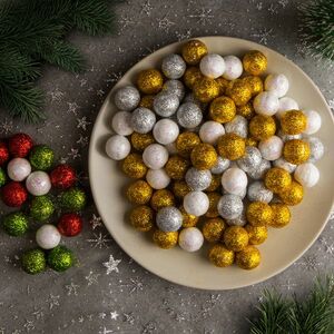 Karácsonyi gömb dísz - glitteres, polifoam golyók - 20 mm - 2 féle - 17 g / csomag kép