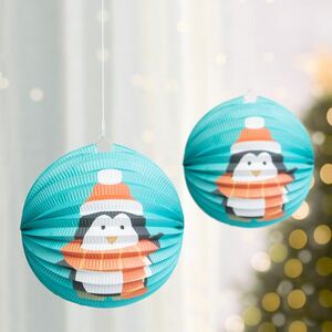 Karácsonyi lampion - Pingvin mintával - 25 cm kép