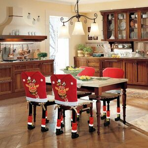 Karácsonyi székdekor szett - Rénszarvas - 50 x 60 cm - piros/fehér kép