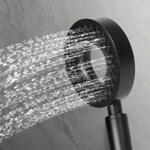 Ergonomikus zuhanyfej - 3 funkcióval - matt fekete kép