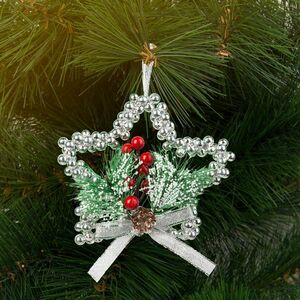 Karácsonyi dekoráció - akasztható - ezüst csillag - 10 cm kép