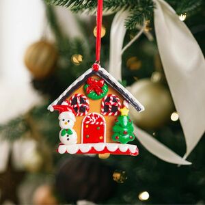 Karácsonyi mágneses dekoráció - 2 az 1-ben - mézeskalács házikó hóemberrel - 85 x 75 mm kép