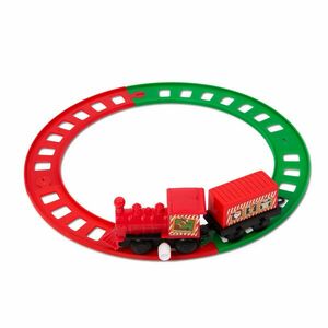 Karácsonyi kisvasút - felhúzható - piros / zöld - 20 cm kép