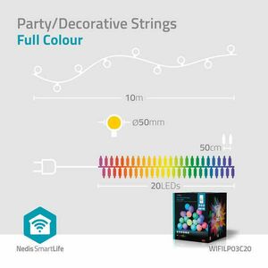 SmartLife Dekoratív LED | Pártlámpák | Wi-Fi | RGB | 20 LED's | 1... kép