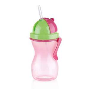 BAMBINI Gyermek szívószálas palack 300 ml, zöld, rózsaszín kép