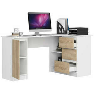 Sarok íróasztal - Akord Furniture - 155 cm - fehér / sonoma tölgy kép