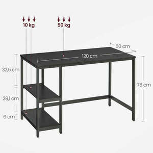 Íróasztal / számítógépasztal polcokkal - Vasagle Loft - 120 x 60... kép