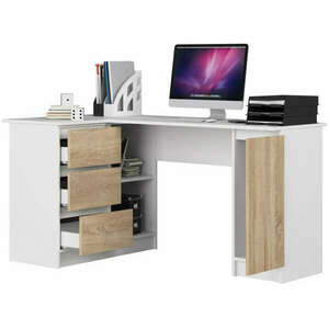 Sarok íróasztal - Akord Furniture - 155 cm - fehér / sonoma tölgy... kép