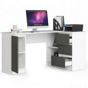 Sarok íróasztal - Akord Furniture - 155 cm - fehér / szürke kép