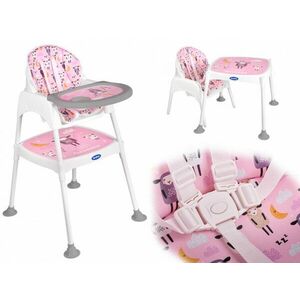 Etetőszék szék, asztali szék, 3in1, pink kép