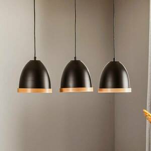 Studio függő lámpa fa dísszel, 3 izzós fekete kép