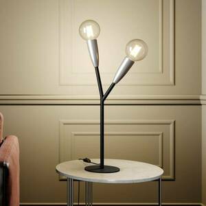 Lucande Carlea asztali lámpa 2izzó fekete-nikkel kép