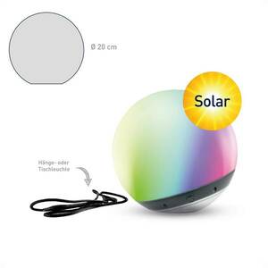 Pendula Solar LED gömb tint, IP44, fehér, CCT, RGB kép