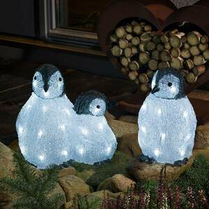 LED akril világító figurák pingvin család 3 db kép