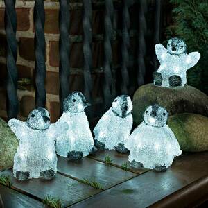 Öt darabos készlet LED akril fényfigurás bébi pingvinekkel kép