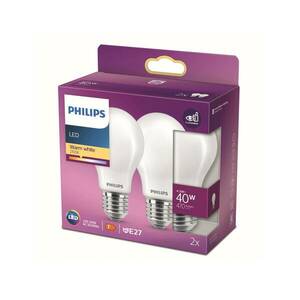 Philips LED lámpa E27 4, 5W 2 700K opál 2db-os kép