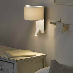 Fali lámpa Fold LED olvasólámpával, fehér kép