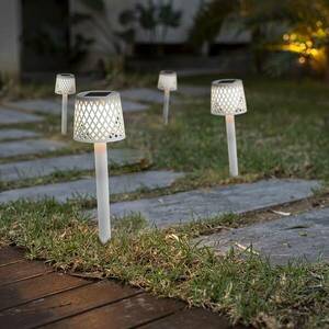 Newgarden LED napelemes lámpa Gretita, fehér, földi tüske, 4 darabos kép