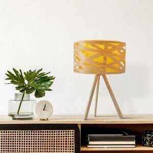 Asztali lámpa Finja háromlábú állvány bambuszból kép