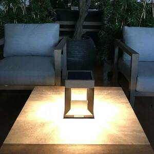 LED szolár asztali lámpa Teckalu fekete/világos fa kép